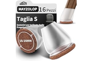MAYZOLOP 16 Pezzi Gommini per Sedie, Cuscinetto Trasparente da 0,75inch Feltrini per Sedie Inclinabili Rotondi, Gommini per Sedie con Cuscinetti in Feltro, Senza Graffi, Senza Rumore