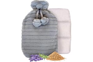 BUABI Wärmekissen mit beruhigendem Lavendelduft. Mikrowellen-Wärmebeutel mit Samenfüllung. Abnehmbar, Premium-Pelzbezug. Waschbares Wärmekissen für Schmerzlinderung (Grau)