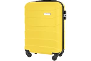 BARRENS Valigia Bagaglio a Mano 55x40x20 - Trolley Cabina Rigido in ABS - 4 Ruote 360° - Piccola Valige Cabin Size 34 L (Giallo)