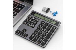 CATECK Bluetooth & 2.4G Numeric Keypad - 34-Button Numpad with Calculator - Slim Wireless Number Pads, Portable Bluetooth Number Pad for MacBook, iMac, Windows, Laptop, Desktop, PC, Smartphone