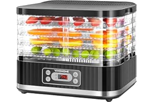 VIVOHOME Déshydrateur Alimentaire 5 Plateaux 400W avec Minuterie Numérique 72 Heures et réglage de la Température pour Fruits Légumes viande Séchée Herbes Bœuf Champignons
