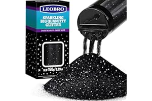 LEOBRO Poudre de paillettes fines pour loisirs créatifs, résine, gobelet, bougie, projets de bricolage - Noir - 150 g
