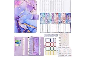‎EPFHR Budget Planner, Binder A6,Geld Organizer Beginner , Sparen Mappe ,Cash Sparbuch Haushaltsbuch,Mit 12 Transparent Tasche,Mit 12 Budget Sheet (Purple)