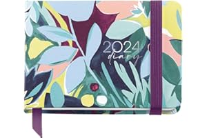 Miquelrius - Agenda Anual 2024, Semana Vista, Tamaño Pocket 105 x 74 mm, Cubierta rígida, Cosida, Cierre con goma, Catalán, Inglés y Portugués, Amanecer Primaveral con stamping plata