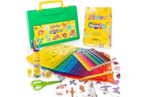 Mimtom Kit de Pochoirs à Dessiner pour Enfants | Pochoirs Plastiques avec Plus de 370 Formes pour des Heures d’Amusement de Créativité | Jouet Éducatif Sûr à Partir de 3 Ans et +
