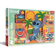 Trefl – Puzzle Bois Contour: Disney, Lilo & Stitch: Stitch - 50 pcs, Wood Craft Junior, irrégulières, 10 figures, moderne, 5 ans