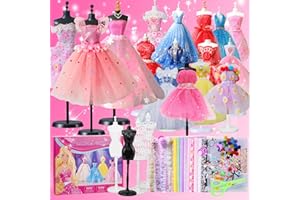 POFIBO Fashion Design Kit, 700+ pièces Kit de Couture Enfants, DIY d'artisanat d'art Bricolage, Conception de Vêtements de Poupée, Cadeau Créatif pour Adolescentes de 6 7 8 9 10 11 12 ans et plus