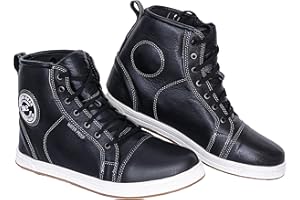 BIKERS GEAR AUSTRALIA PHILLIP ISLAND BG Bikers Gear Bottes de moto pour homme – Chaussures de moto imperméables en cuir avec techno Gi thermoplastique sur les orteils et les talons – Baskets urbaines avec support de cheville et semelle