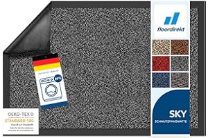 ‎FLOORDIREKT Floordirekt Schmutzfangmatte Rhine - waschbare & leistungsstarke Fußmatte - Sauberlaufmatte mit Rutschfester Rückseite - Türmatte für den Eingangsbereich (Anthrazit (meliert), 90 cm x 150 cm)