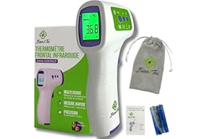 BIEN&TOI thermometre frontal adulte/bebe/enfant, mode corps et objet, thermomètre sans contact infrarouge médical, mesures rapides alerte fièvre et fonction mémoire, sac de transport/notice en Français