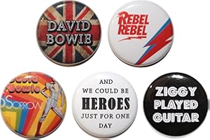 Set of 5 David Bowie Button Badges (1"/25mm) - MADE IN UK - By BUTTON ZOMBIE