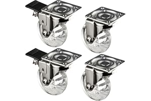 Gedotec Designerskie kółka meblowe z hamulcem, zestaw 4 sztuk, kółka transportowe, gumowe kółka małe, Ø 50 mm, rolki do urządzeń transportowych mebli do przykręcania, nośność 150 kg, kółka skrętne z