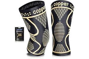 LEXNIUSH Copper Knee Support for women/Men with Strap (2 Pack) - Best Knee Compression Sleeve for Knee Pain Relief,Arthritis,Joint Pain,Meniscus Tear,ACL,MCL, Adjustable Knee Brace for Running,Gym,Sports