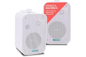 Pyle Système d'Enceinte étanches Intérieur /Extérieur-Paire d'Enceinte Murale/Plafond de 13,3 cm Résistants aux Intempéries-200 Watts RMS, Support Universel, Blanc