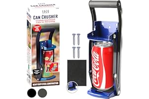 LKH HOME COLLECTION LKH Can Crusher & Bottle Opener - Soda Beer Can Crushers for Recycling, Wall Mounted with Soft Grip Handle, Built-in Tin Opener 2-in-1 Heavy Duty Tool for Bottles, Tins & More (Blue)