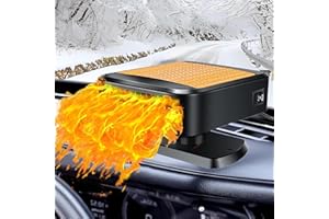 CHUANKEFANXING Calentador de coche portátil, 12V 200W Calentador de coche, 2 en 1 Calefacción y refrigeración parabrisas desempañador, 360 grados de rotación desempañador con base adhesiva fuerte para el coche