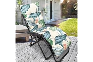 widesmile Waterproof Sun Lounger Cushion Only Replacement Lounger Cushions Pad for Sunloungers 100% Cotton Thick 167x53x10 cm Outdoor Garden Rattan Recliner Relaxer Chair Cushions, Fern 2#