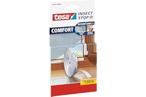 TESA UK Tesa Insect Stop Comfort Selbstklebender Klettverschlussstreifen für Insektennetz, Nachfüllpackung (Ersatzrolle 5,6 m)