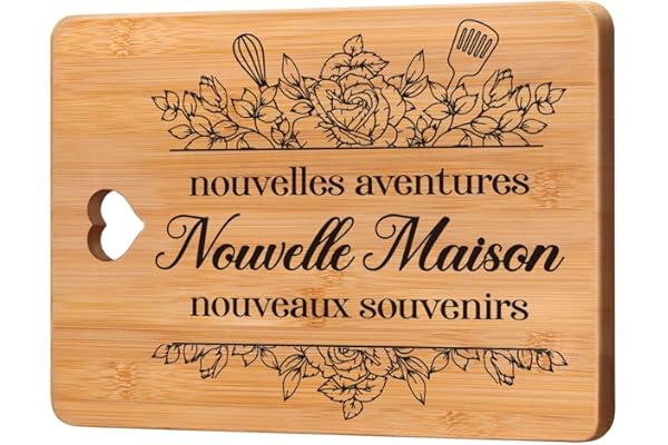 Cadeau pour Crémaillère - Planche à Découper en Bambou, Cadeaux pour Nouvelle Maison pour les Amis, Cadeau Parfaits pour Crémaillère, Cadeau Nouveaux Propriétaires, Cadeau Léger et Pratique