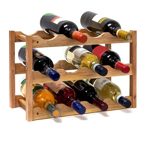 Relaxdays Flaschenregal Holz, 12 Flaschen