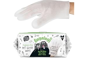 BUGALUGS Dog Glove Wipes, pet wipes for full body, eye wipes, ear wipes, bum & paws. 30 sensitive dog grooming glove wipes for dogs, puppy & cat grooming, One size fits all (Fragrance Free)