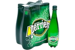 Perrier Agua mineral natural con gas, 6 x 1 litro