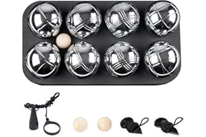 ‎HOMEWIT Boule Kugeln, 8 Boccia Boules mit 2 Holz-Kugel, 2 Abstandsmesser, 1 Boules-Kugel Magnetvorrichtung & Luxuriöser Tragetasche Garden Games
