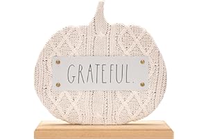 Rae Dunn Pumpkin Fall Decor – Grateful Desk Decor – Pumpkin Decorations for Home – Fall Decorations for Home - Office Decor for Women - Cute Desk Accessories for Women - Aesthetic Fall Home Decor