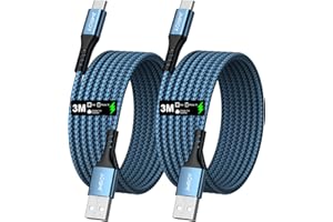 JMROY iPhone 16 Charger Cable 3M [2 Pack] 3.1A Braided USB to USB C Cable Type C Charger Cable Fast Charging Compatible for iPhone 16 15,Samsung Galaxy S22 S21 S20,Pixel 8 7 6,PS5,Switch