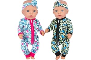 ZITA ELEMENT 2 Set 15-18 Inch Baby Doll Clothes Jumpsuit Outfits for 43cm New Doll, 15 Inch Doll, American 18 Inch Girl Doll Clothes