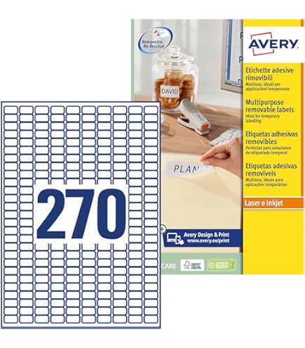 Etichette Adesive Avery Carta Coprente 192x61mm - 25 Fogli A4 Per Raccoglitori, Stampanti Laser E Inkjet - Foto 9