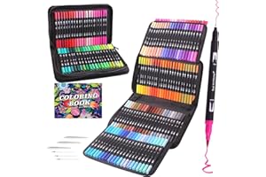 Laconile 132 Marqueurs de Dessin Stylos Pinceaux à Double Pointe, Feutres Stylos à Colorier pour Livres de Coloriage pour Adultes Calligraphie Dessin Esquisse