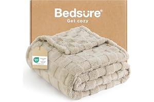 ‎BEDSURE BEDSURE Kuscheldecke Flauschig - Fleecedecke & Wolldecke, Sofadecke, Schachbrettmuster Tagesdecke, Weiche Warme Karierte Decken für Zimmer Deko, Wohn- & Kuscheldecken, Hellbraun, 150 x 200 cm