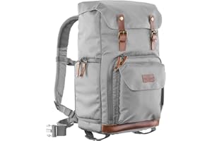 Mantona Luis Photo rétro Sac à Dos en Cuir véritable avec Applications (pour 1 Appareil Photo Reflex, 3 Objectifs et Divers Accessoires Photo) Vert.