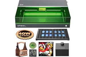 xTool S1 40W Incisore Laser Basic Kit con Aisst Aria Intelligente e Pannello a Nido d'Ape, Velocità 600 mm/s, Fuoco Automatico, Blocco Fumo, 498 * 330mm per Metallo, Legno, Acrilico, Tumbler (Nero)
