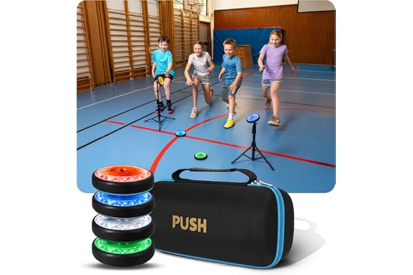 Push Pucks reaktionsljus träning – smart reaktionsträning via app – träningsljus för sport, skola och coaching – 4 eller 6 puckar