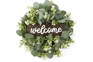 Liseng Ghirlanda artificiale di eucalipto per porta d'ingresso e finestra, 30 cm, per sempre, decorazione per la casa