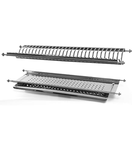 Scolapiatti Colapiatti In Acciaio Inox Compelto Di Staffe Di Montaggio Per Pensili Da 80cm Lunghezza 76cm