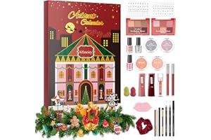 AIFANCIEY Calendrier de L'avent Maquillage, 24 Jours Calendrier De L'Avent Beauté avec Rouges à Lèvres, Palettes d’Ombres à Paupières, Calendrier Maquillage de Noël pour Femme Filles,Cadeau de Fêtes pour Filles