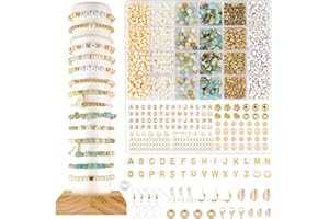 Euakee Natürliche Amazonit Perlen Edelstein Perlen Kit, Edelstein Perlen Perlen Set, DIY Armband Set, für DIY Armbänder Selber Machen Schmuck Halskette Ohrringe Kette für Kinder Erwachsene