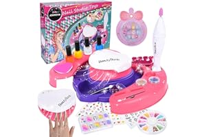 Herenear Zestaw do manicure'u dla dziewczynek, lakier dla dzieci do makijażu dla dziewczynek z suszarką do miejsc, lakier do paznokci, biurko do przechowywania, prezenty urodzinowe dla dziewczynek w