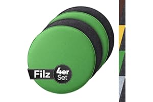 ‎SIDORENKO Sidorenko gemütliches Sitzkissen rund aus Filz Ø 36cm - 4er Set Grau I Grün - Waschbare Stuhlkissen kompatibel für Schalenstuhl - Komfortable Sitzauflage für Bank I Stuhl