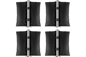 Vencier 4-Pack Weight Bags for Secure Outdoor Anchoring - Versatile Dual-Pocket Sandbags with Velcro for Canopies, Gazebos, and Patio Furniture (Black)