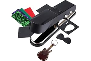 Asmuse Pick Punch Plectrum Maker Cutter Professional DIY with Genuine Leather Pick Holder Premium Celluloid Strips and Sandpaper Hard Metal Made