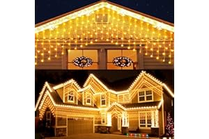 Elegear 4M x 0.6M Cortina Luces Navidad Exterior con Enchufe, Guirnaldas Luz Prolongable, 8 Modos Luz de Cascada para Natal Boda Fiestas Casa Jardín Patio Balcón Bar, 144 LED, Blanco Cálido