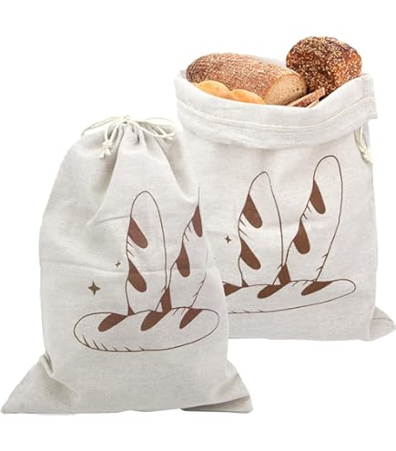 Sacchi Per Pane In Lino 2 Pezzi - 40x30 Cm, Naturali, Riutilizzabili, Per Conservare Pane E Verdure - Foto 2