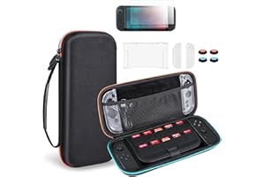 LONGYI Large Capacity Carrying Case for Switch 2, Shockproof and Waterproof Hard Protective Case for Switch 2, Carrying Case with 10 Game Cartridges and Accessories