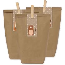 Hunde-Adventskalender Zum Selbstbefüllen – 24 Bedruckte Kraftpapiertüten (14x22 Cm) Mit Holzklammern