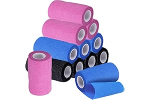 SCBOY Benda elastica autoadesiva 12 rotoli Garza autoadesiva 10cmx4,5m Multicolore Benda elastica coesiva salvapelle sportivo Per gli atleti di allungamento polso caviglia, Animale