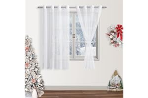 DWCN Sheer Przezroczysta zasłona z woalu, na przelotkach, do salonu, pokoju dziecięcego, sypialni, biała, 145 x 140 cm (wys. x szer.), 2 sztuki